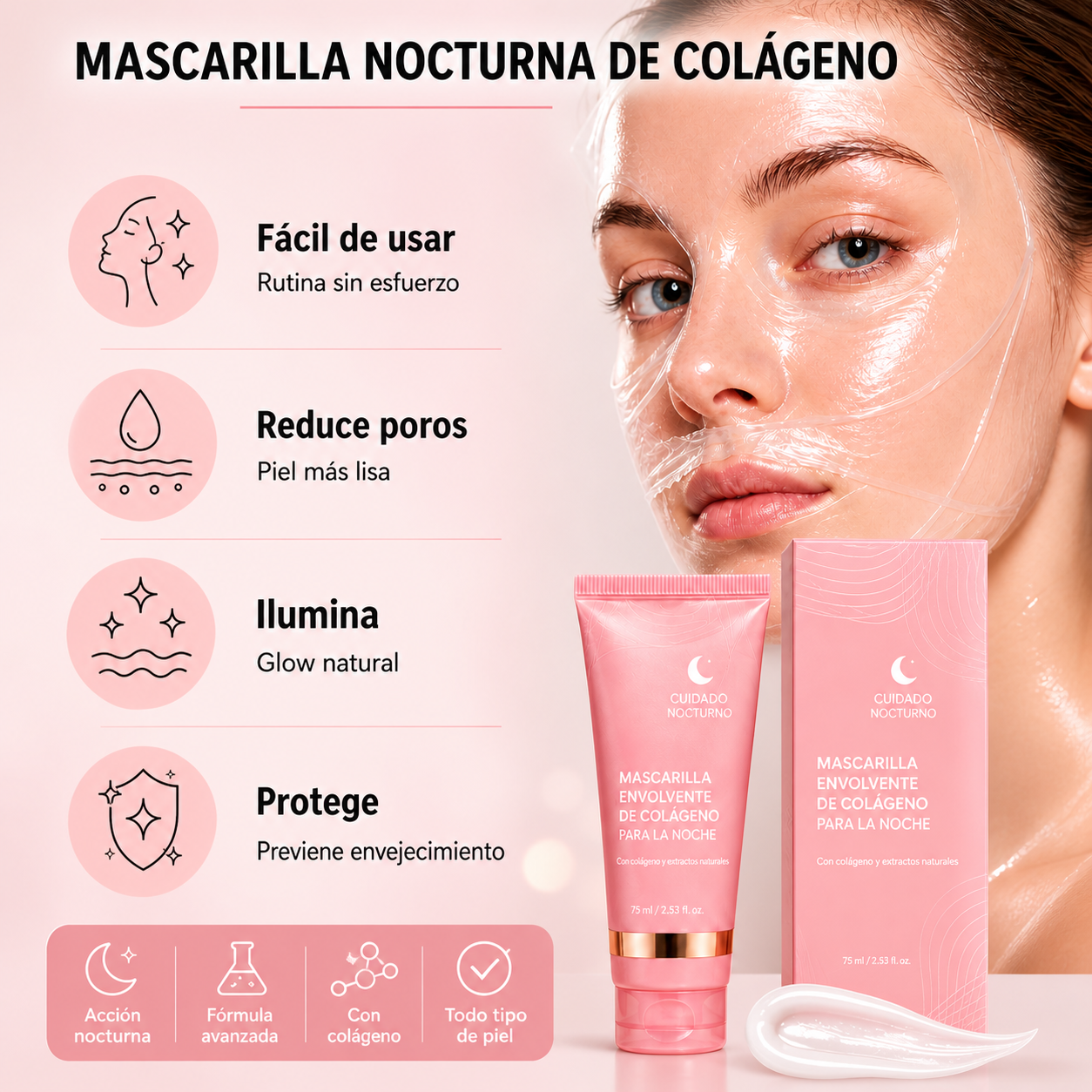 Glowy Night® Mascarilla de Colágeno